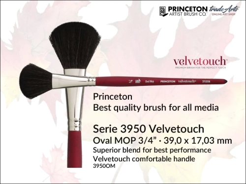 Pędzle uniwersalne Princeton Velvetouch 3950 MOP, pędzel MOP do farb olejnych Princeton Velvetouch 3950 Oval MOP, Princeton Velvetouch 3950 pędzel Oval MOP okrągły uniwersalny, Princeton Velvetouch 3950 pędzle syntetyczne uniwersalne,