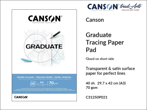 Canson Graduate Tracing Paper Glued Pad A3, Canson  Graduate Tracing Paper kalka kreślarska klejony bok  A3, blok kalka kreślarska klejony A3 Canson Graduate Tracing Paper, bloki kalka klejone Canson Graduate Tracing Paper, rysunek, bloki, kalka,