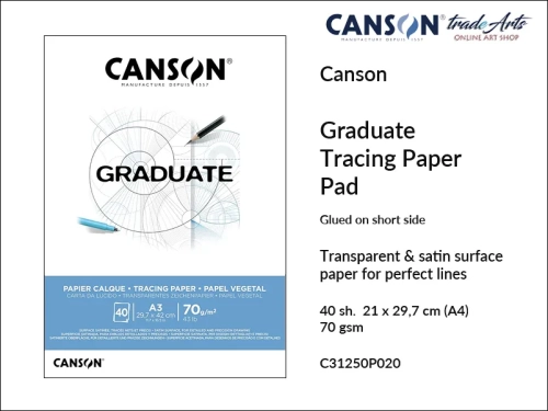 Canson Graduate Tracing Paper Glued Pad A4, Canson  Graduate Tracing Paper kalka kreślarska klejony bok  A4, blok kalka kreślarska klejony A4 Canson Graduate Tracing Paper, bloki kalka klejone Canson Graduate Tracing Paper, rysunek, bloki, kalka,