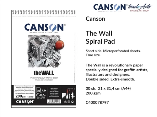 Canson The Wall Spiral Pad A4+, Canson The Wall blok do graffiti i markerów na spirali A4+, blok do graffiti na spirali A4+ Canson The Wall, bloki do graffiti Canson The Wall, markery, pisaki, tusz, atrament, ilustracje, graffiti,