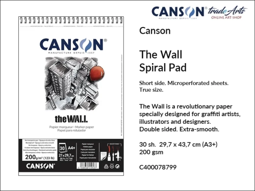 Canson The Wall Spiral Pad A3+, Canson The Wall blok do graffiti i markerów na spirali A3+, blok do graffiti na spirali A3+ Canson The Wall, bloki do graffiti Canson The Wall, markery, pisaki, tusz, atrament, ilustracje, graffiti,