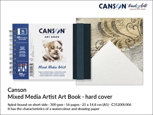 Canson Mixed Media Art Book Spiral Book A5, artbook Canson Mixed Media Art Book A5 na spirali, książka artystyczna Canson Mixed Media A5 na spirali, artbook do akwareli Canson Canson Mixed Media, Canson Mixed Media Art Book, akwarela, artbook,