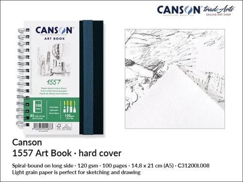 Canson 1557 Art Book Spiral Sketch Book A5, artbook Canson 1557 Art Book A5 na spirali do rysunku, artbook Canson1557 A5 na spirali do szkicu, artbook do rysunku Canson 1557, Canson 1557 Art Book, szkic, rysunek,  artbook, szkicowanie, rysowanie,