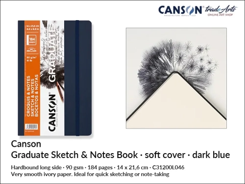 Canson Graduate Dark Blue Sketch Soft Cover Book, książka Canson Graduate Dark Blue do szkicu, book do szkicu Canson Graduate Dark Blue Soft Cover, szkicownik Canson Graduate Dark Blue Soft Cover Book, szkicowanie, rysowanie, kredka,