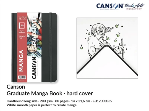 Canson Graduate Manga Hard Cover Book A5, książka Canson Graduate Manga A5, artbook techniki artystyczne Canson Graduate Manga Hard Cover A5, artbook Canson Graduate  Manga Hard  Cover Book, manga, komiks japoński,