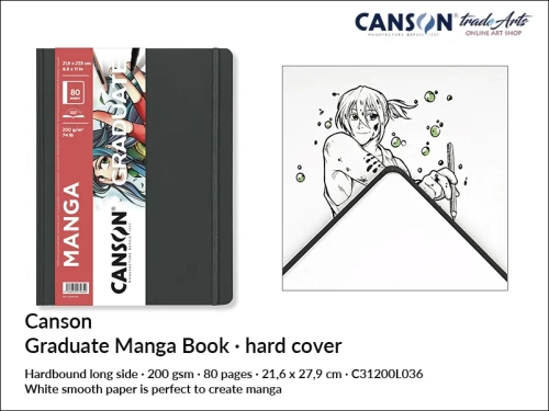 Canson Graduate Manga Hard Cover Book A4, książka Canson Graduate Manga A4, artbook techniki artystyczne Canson Graduate Manga Hard Cover A4, artbook Canson Graduate  Manga Hard  Cover Book, manga, komiks japoński,