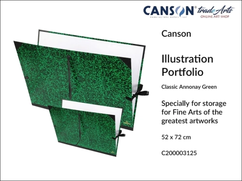 Teczki tekturowe na prace artystyczne 52 x 72 cm Canson Annonay Green, Canson Annonay Green teczka tekturowa na prace 52 x 72 cm, teczki na prace artystyczne, portfolio, teczki na prace dla studentów, rysunek, malarstwo, szkic, teczka na prace,