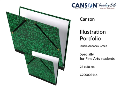 Teczki tekturowe na prace artystyczne 28 x 38 cm Canson Annonay Green, Canson Annonay Green teczka tekturowa na prace 28 x 38 cm, teczki na prace artystyczne, portfolio, teczki na prace dla studentów, rysunek, malarstwo, szkic, teczka na prace,
