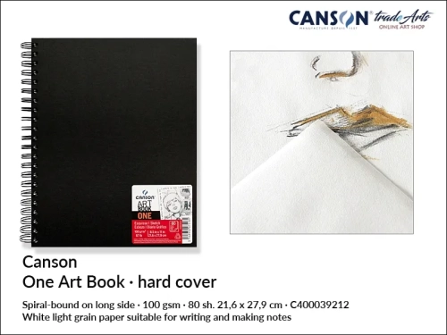 Canson One Art Book Spiral Hard Cover Book 21,6 x 27,9 cm, Canson One Art Book  spirala do rysunku 21,6 x 27,9 cm, artbook do rysunku na spirali Canson One Art Book, szkicownik Canson One Art Book na spirali, szkicowanie, rysowanie, kredka,