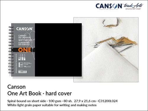 Canson One Art Book Spiral Hard Cover Book 27,9 x 21,6 cm, Canson One Art Book  spirala do rysunku 27,9 x 21,6 cm, artbook do rysunku na spirali Canson One Art Book, szkicownik Canson One Art Book na spirali, szkicowanie, rysowanie, kredka,
