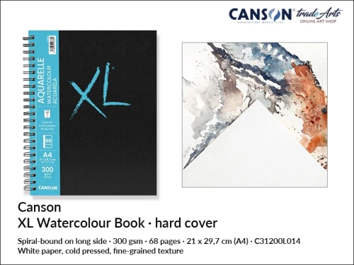 Canson XL Book Watercolour Spiral Hard Cover A4, książka Canson XL Book do akwareli A4 na spirali, artbook A4 do akwareli Canson XL Book na spirali, artbook Canson XL Spiral Hard  Cover Watercolour Book, akwarela, papier do akwareli, malowanie,