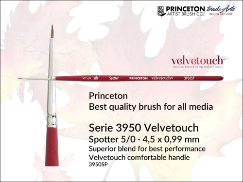 Princeton Velvetouch 3950 Synthetic Blend Spotter 5/0, pędzel uniwersalny okrągły Princeton Velvetouch Spotter 5/0, pędzle okrągłe Princeton Velvetouch Spotter, pędzle do akryli Princeton Velvetouch, pędzle precyzyjne Velvetouch Spotter, pędzle,