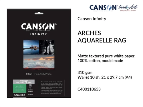 Infinity Arches Aquarelle Rag papier akwarelowy do wydruków, papier do wydruków matowy A4 Infinity Arches Aquarelle Rag, papier do wydruków cyfrowych A4 Arches Aquarelle Rag, papier do wydruków biały matowy A4 Infinity Arches , akwarela,