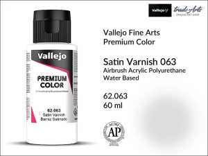Werniks satynowy Varnish Satin 063 do farb Vallejo Premium Airbrush Color, opak. 60 ml 
