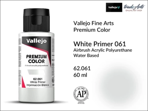 Grunt biały White Primer 061 pod farby Vallejo Premium Airbrush Color, opak. 60 ml 