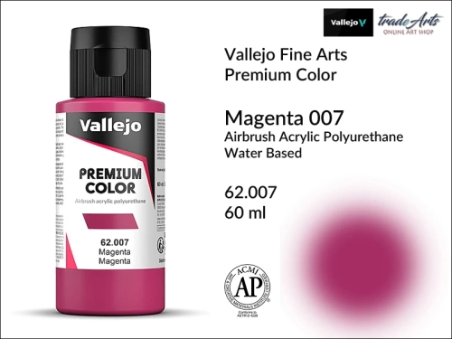 Vallejo Premium Airbrush Color farby akrylowe do aerografów, Vallejo Premium Airbush Color farba do aerografów Magenta 007, farby do aerografów, farby Premium Airbrush Color, aerograf, farby akrylowe,