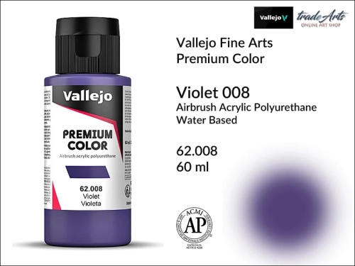Vallejo Premium Airbrush Color farby akrylowe do aerografów, Vallejo Premium Airbush Color farba do aerografów Violet 008, farby do aerografów, farby Premium Airbrush Color, aerograf, farby akrylowe,