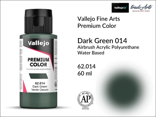Vallejo Premium Airbrush Color farby akrylowe do aerografów, Vallejo Premium Airbush Color farba do aerografów Dark Green 014, farby do aerografów, farby Premium Airbrush Color, aerograf, farby akrylowe,