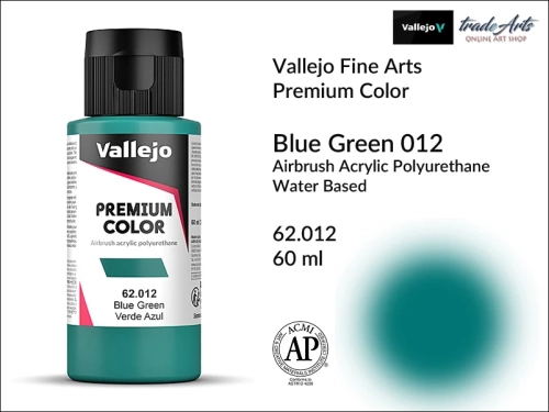 Vallejo Premium Airbrush Color farby akrylowe do aerografów, Vallejo Premium Airbush Color farba do aerografów Blue Green 012, farby do aerografów, farby Premium Airbrush Color, aerograf, farby akrylowe,