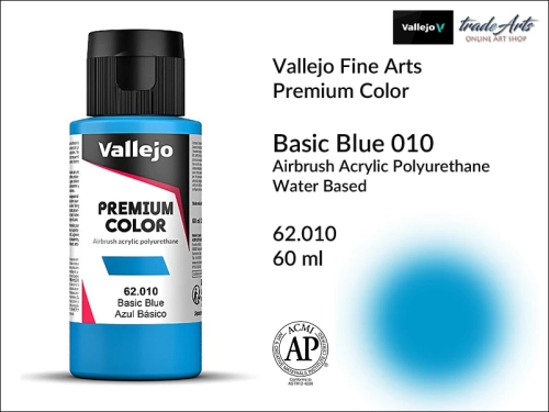 Vallejo Premium Airbrush Color farby akrylowe do aerografów, Vallejo Premium Airbush Color farba do aerografów Basic Blue 010, farby do aerografów, farby Premium Airbrush Color, aerograf, farby akrylowe,
