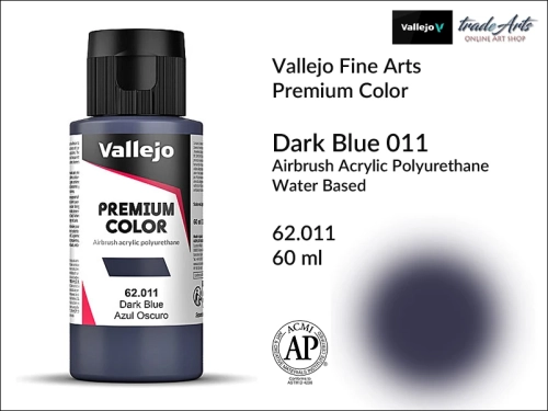 Vallejo Premium Airbrush Color farby akrylowe do aerografów, Vallejo Premium Airbush Color farba do aerografów Dark Blue 011, farby do aerografów, farby Premium Airbrush Color, aerograf, farby akrylowe,