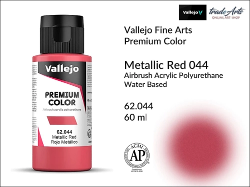 Vallejo Premium Airbrush Color farby metaliczne do aerografów, Vallejo Premium Airbush Color farba do aerografów Metallic Red 044, farby do aerografów metaliczne, farby Premium Airbrush Color, aerograf, farby akrylowe płynne,