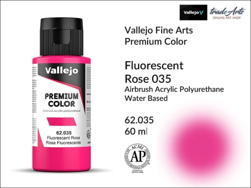 Vallejo Premium Airbrush Color farby fluorescencyjne do aerografów, Vallejo Premium Airbush Color farba do aerografów Rose Fluo 035, farby do aerografów fluorescencyjne, farby Premium Airbrush Color, aerograf, farby akrylowe płynne,