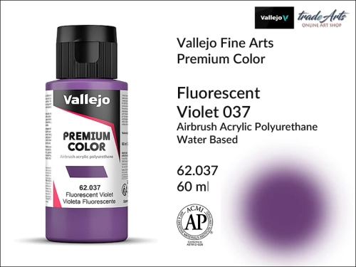 Vallejo Premium Airbrush Color farby fluorescencyjne do aerografów, Vallejo Premium Airbush Color farba do aerografów Violet Fluo 037, farby do aerografów fluorescencyjne, farby Premium Airbrush Color, aerograf, farby akrylowe płynne,