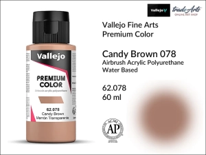 Farba akrylowa transparentna do aerografów Vallejo Premium Airbrush Color, kolor: Candy Brown 078, opak. 60 ml       