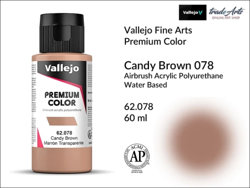 Vallejo Premium Airbrush Color Candy Brown 078,  Vallejo Premium Airbush Color farba do aerografów Candy Brown 078, farby do aerografów Candy, farby Premium Airbrush Color Candy, aerograf, farby akrylowe płynne,