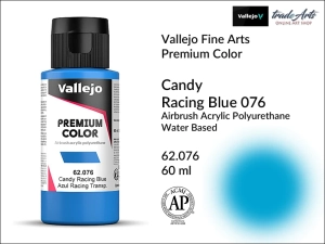 Farba akrylowa transparentna do aerografów Vallejo Premium Airbrush Color, kolor: Candy Racing Blue 076, opak. 60 ml      