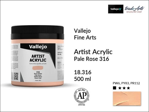 Farba akrylowa 500 ml Flesh Tint 316 Vallejo Acrylic Artist Color, Vallejo Acrylic Artist Color farby akrylowe 500 ml, farba akrylowa Artist Color Acrylicos Vallejo, farby akrylowe, farby akrylowe Vallejo, tradearts,