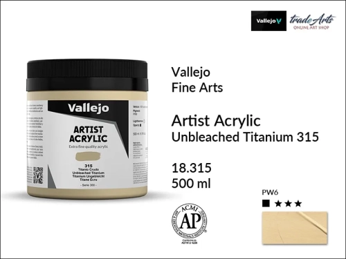 Farba akrylowa 500 ml Unbleached Titanium 315 Vallejo Acrylic Artist Color, Vallejo Acrylic Artist Color farby akrylowe 500 ml, farba akrylowa Artist Color Acrylicos Vallejo, farby akrylowe, farby akrylowe Vallejo, tradearts,