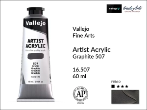 Farba akrylowa Vallejo Acrylic Artist Color, kolor: Graphite 507, tuba 60 ml 