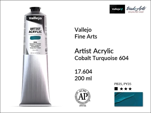 Farba akrylowa 200 ml Cobalt Turquoise 694 Vallejo Acrylic Artist Color, Vallejo Acrylic Artist Color farby akrylowe 200 ml, farba akrylowa Artist Color Acrylicos Vallejo, farby akrylowe, farby akrylowe Vallejo, tradearts,