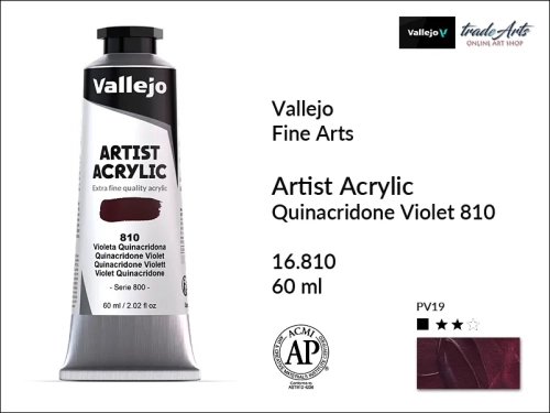 Vallejo Acrylic Artist Color  farba akrylowa Quinacridone Violet 810 tuba 60 ml, Vallejo - artystyczne farby akrylowe  Acrylic Artist Color 60 ml, farby akrylowe metaliczne, farby, akryle Vallejo 60 ml,  Vallejo,