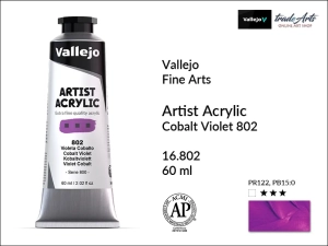 Farba akrylowa Vallejo Acrylic Artist Color, kolor: Cobalt Violet 802, tuba 60 ml 