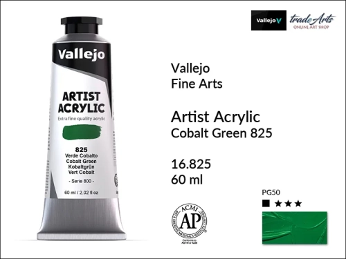 Vallejo Acrylic Artist Color  farba akrylowa Cobalt Green 825 tuba 60 ml, Vallejo - artystyczne farby akrylowe  Acrylic Artist Color 60 ml, farby akrylowe metaliczne, farby, akryle Vallejo 60 ml,  Vallejo,