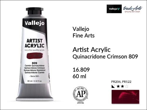 Vallejo Acrylic Artist Color  farba akrylowa Quinacridone Crimson 809 tuba 60 ml, Vallejo - artystyczne farby akrylowe  Acrylic Artist Color 60 ml, farby akrylowe metaliczne, farby, akryle Vallejo 60 ml,  Vallejo,