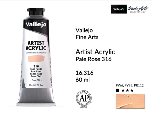 Vallejo Acrylic Artist Color  farba akrylowa Flesh Tint 316 60 ml, Vallejo - farby akrylowe metaliczne Acrylic Artist Color 60 ml, farby akrylowe metaliczne, farby, akryle Vallejo 60 ml, farby metaliczne Vallejo Acrylic Artist Color w tradeArts,