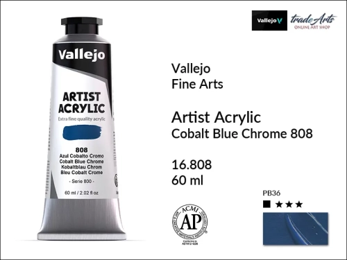 Vallejo Acrylic Artist Color  farba akrylowa Cobalt Blue Chrome 808 tuba 60 ml, Vallejo - artystyczne farby akrylowe  Acrylic Artist Color 60 ml, farby akrylowe metaliczne, farby, akryle Vallejo 60 ml,  Vallejo,