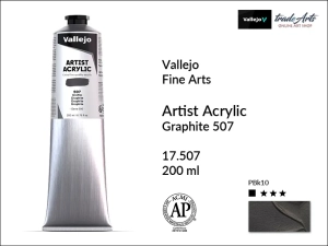 Farba akrylowa Vallejo Acrylic Artist Color, kolor: Graphite 507, tuba 200 ml