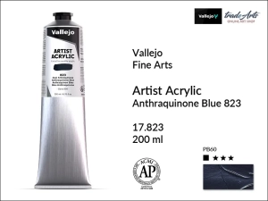 Farba akrylowa Vallejo Acrylic Artist Color, kolor: Anthraquinone Blue 823, tuba 200 ml