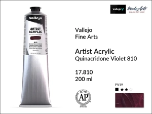 Farba akrylowa Vallejo Acrylic Artist Color, kolor: Quinacridone Violet 810, tuba 200 ml