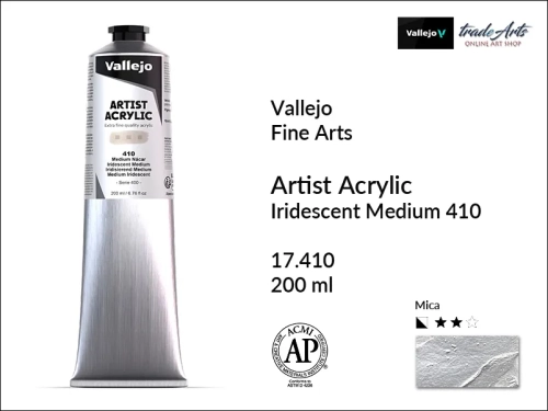 Farba akrylowa 200 ml Iridescent Medium 410 Vallejo Acrylic Artist Color, Vallejo Acrylic Artist Color farby akrylowe 200 ml, farba akrylowa Artist Color Acrylicos Vallejo, farby akrylowe, farby akrylowe Vallejo, tradearts,
