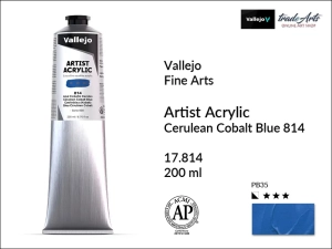 Farba akrylowa Vallejo Acrylic Artist Color, kolor: Cerulean Cobalt Blue 814, tuba 200 ml