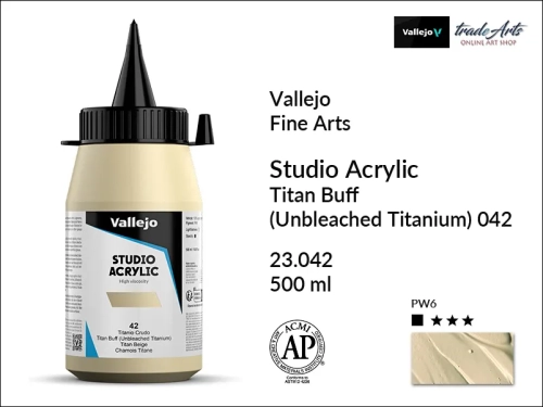 Acrylic Studio Vallejo farba akrylowa Titan Buff 042  500 ml, farby akrylowe Vallejo Acrylic Studio, farby akrylowe Vallejo Acrylic Studio 500 ml, farba akrylowa Titan Buff 042  500 ml, farby Vallejo, Acrylicos Vallejo,