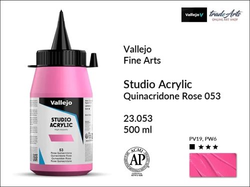 Acrylic Studio Vallejo farba akrylowa Quinacridone Rose 053  500 ml, farby akrylowe Vallejo Acrylic Studio, farby akrylowe Vallejo Acrylic Studio 500 ml, farba akrylowa Quinacridone Rose 053  500 ml, farby Vallejo, Acrylicos Vallejo,