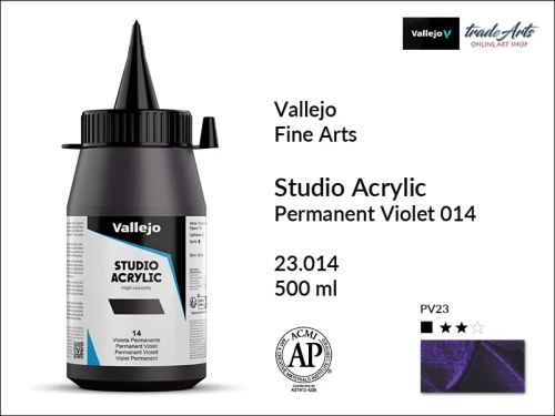 Acrylic Studio Vallejo farba akrylowa Permanent Violet 014  500 ml, farby akrylowe Vallejo Acrylic Studio, farby akrylowe Vallejo Acrylic Studio 500 ml, farba akrylowa Permanent Violet 014  500 ml, farby Vallejo, Acrylicos Vallejo,