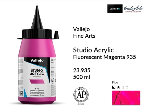Acrylic Studio Vallejo farba akrylowa Magenta Fluorescent 935  500 ml, farby akrylowe Vallejo Acrylic Studio, farby akrylowe Vallejo Acrylic Studio 500 ml, farba akrylowa Magenta Fluorescent 935  500 ml, farby Vallejo, Acrylicos Vallejo,